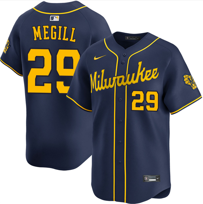 Men's Navy Milwaukee Brewers #29 Trevor Megill Alternate Limited Stitched Baseball Jersey